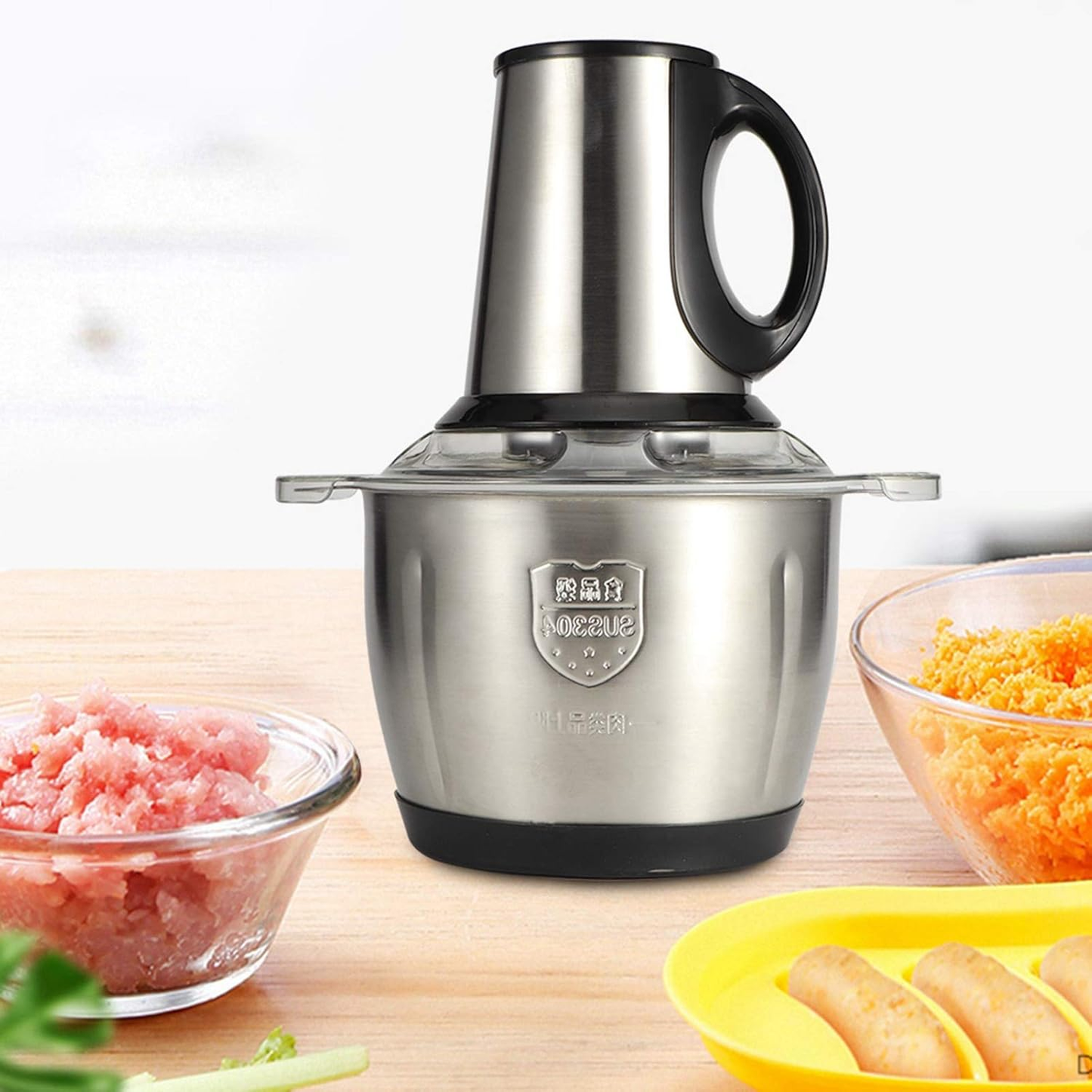 Electric Stainless Steel Meat Grinder – 2 Speed Food Processor with Vegetable & Garlic Mincer