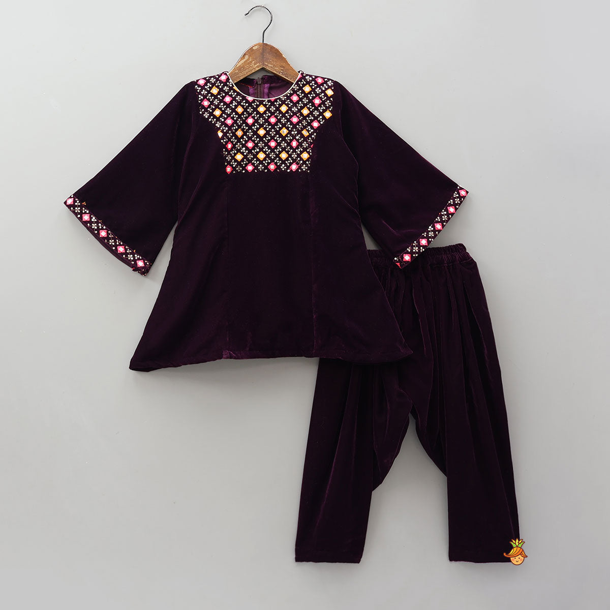 Stylish Velvet Kurti With Salwar And Dupatta