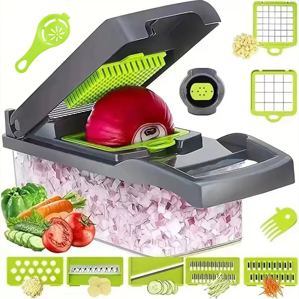 6-in-1 Multifunctional Vegetable Cutter & Slicer – Kitchen Tool with Interchangeable Blades