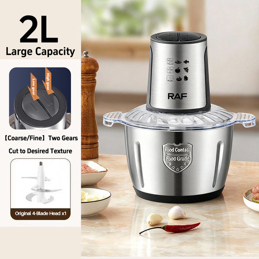 Electric Stainless Steel Meat Grinder – 2 Speed Food Processor with Vegetable & Garlic Mincer