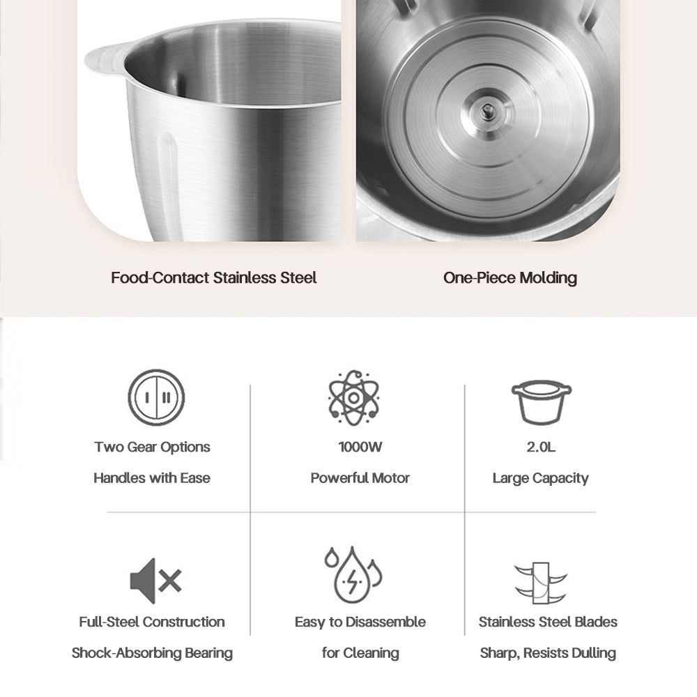 Electric Stainless Steel Meat Grinder – 2 Speed Food Processor with Vegetable & Garlic Mincer