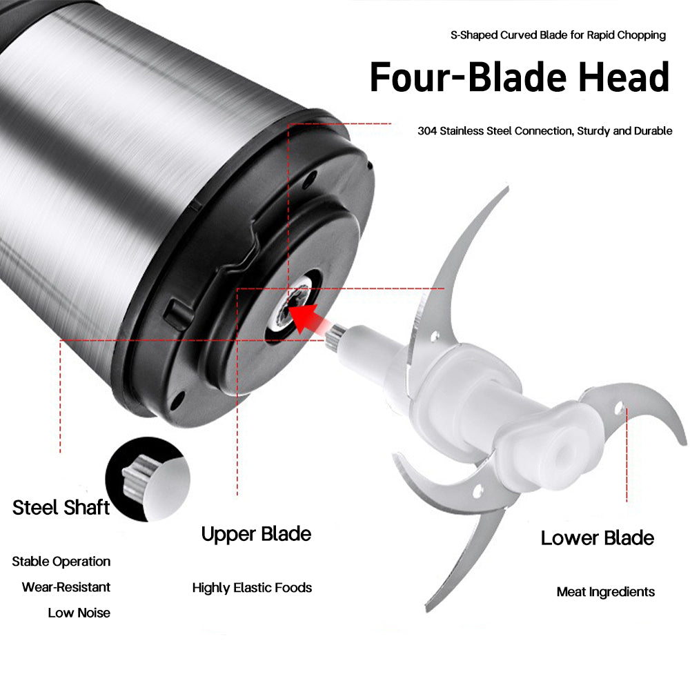 Electric Stainless Steel Meat Grinder – 2 Speed Food Processor with Vegetable & Garlic Mincer