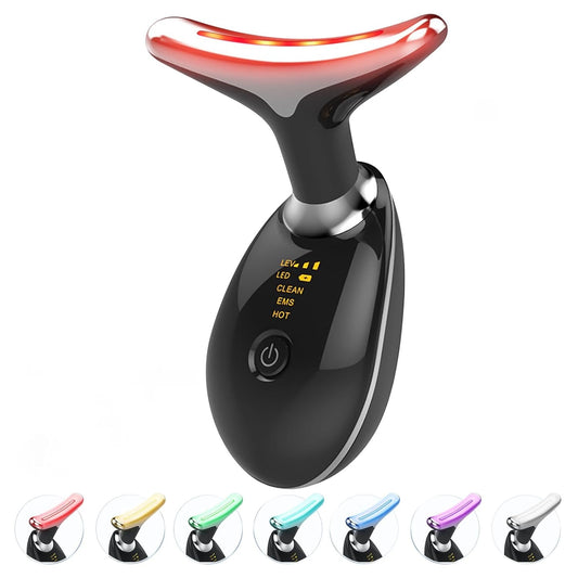Electric EMS Neck & Face Beauty Device 3 Colour LED Skin Tightening & Double Chin Reducer