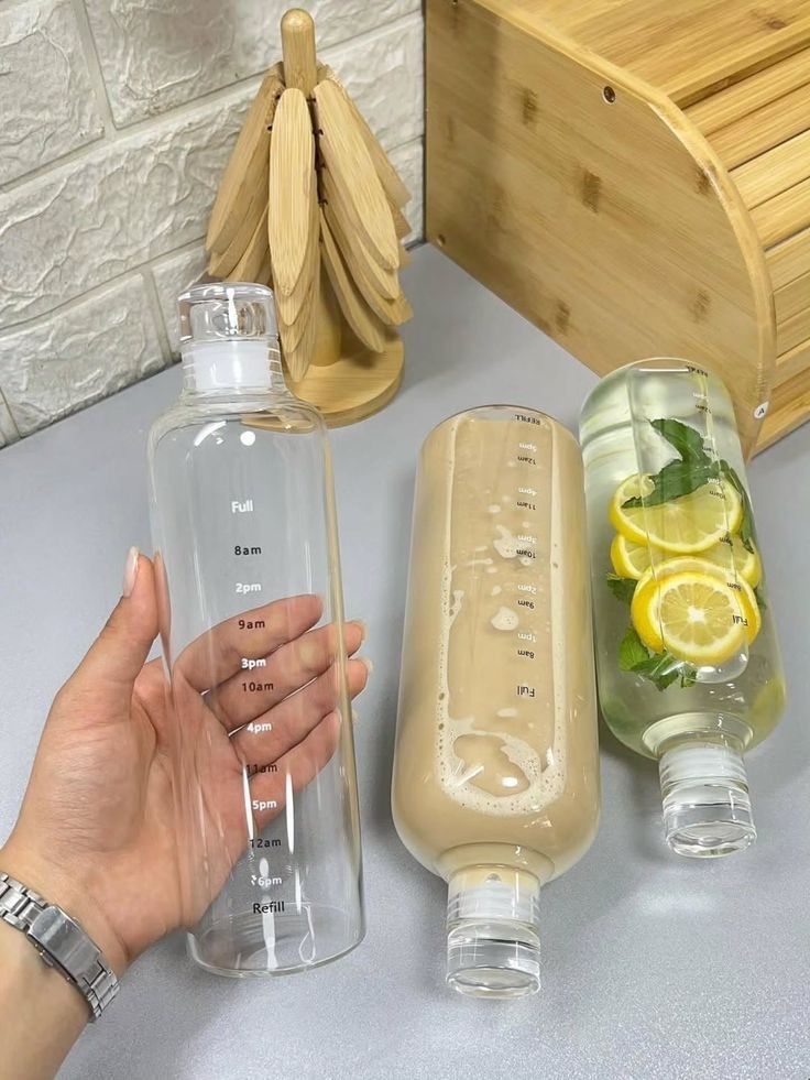 Creative Clear Glass Water Bottle With Time Scale
