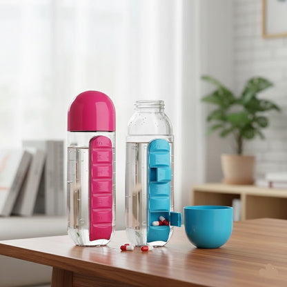 7 Grid Creative Water Bottle with Medicine Box